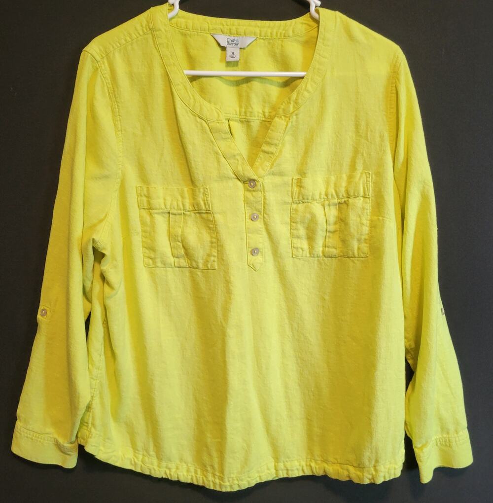 Croft & Barrow Women's XL Popover Shirt - Highlighter Yellow